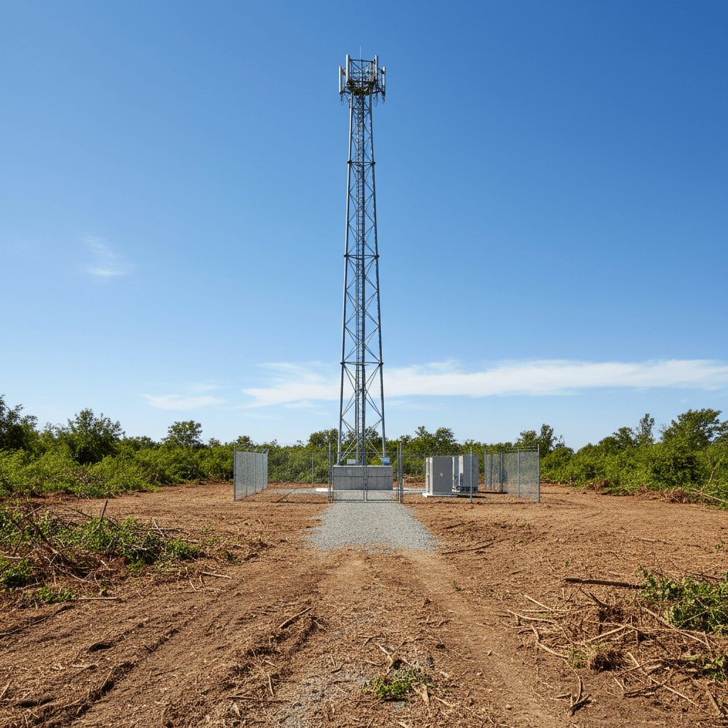 Telecom tower site after professional tree clearance