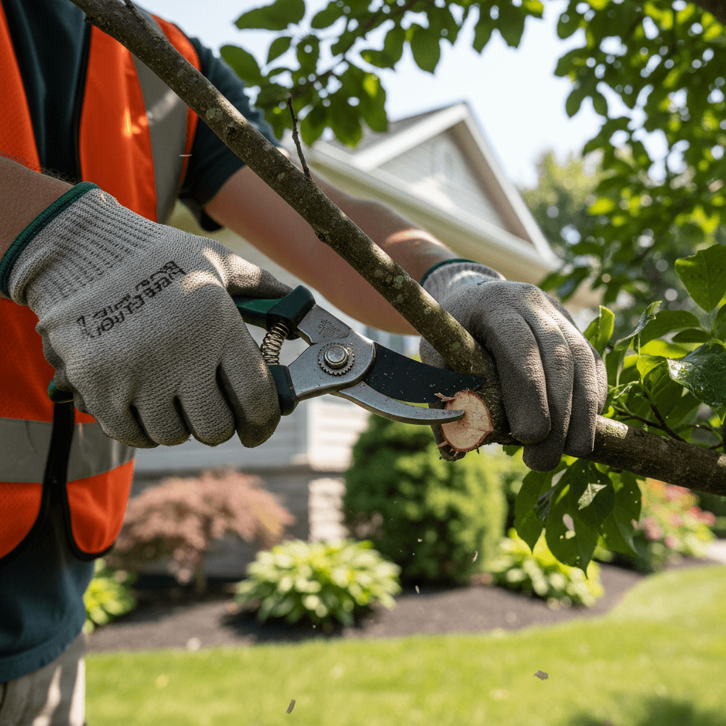 Professional tree work in commercial setting